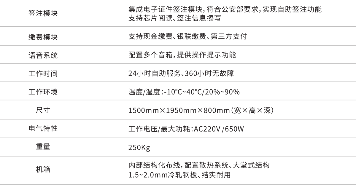 拍照申請一體機參數